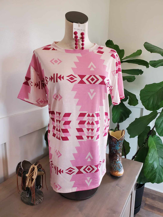 Pink Aztec Short Sleeve