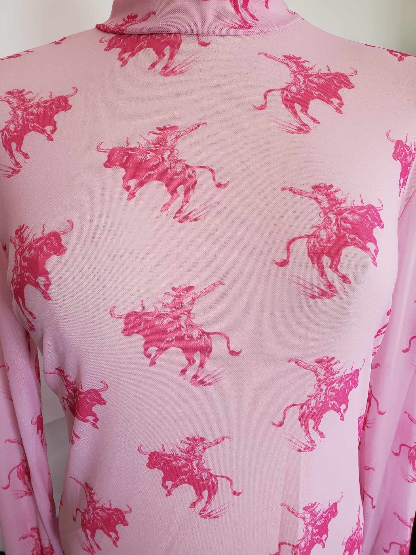 Pink Bucking Horses Mesh Top