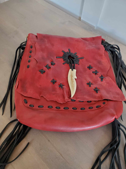 Red Leather and Bone Large Crossbody