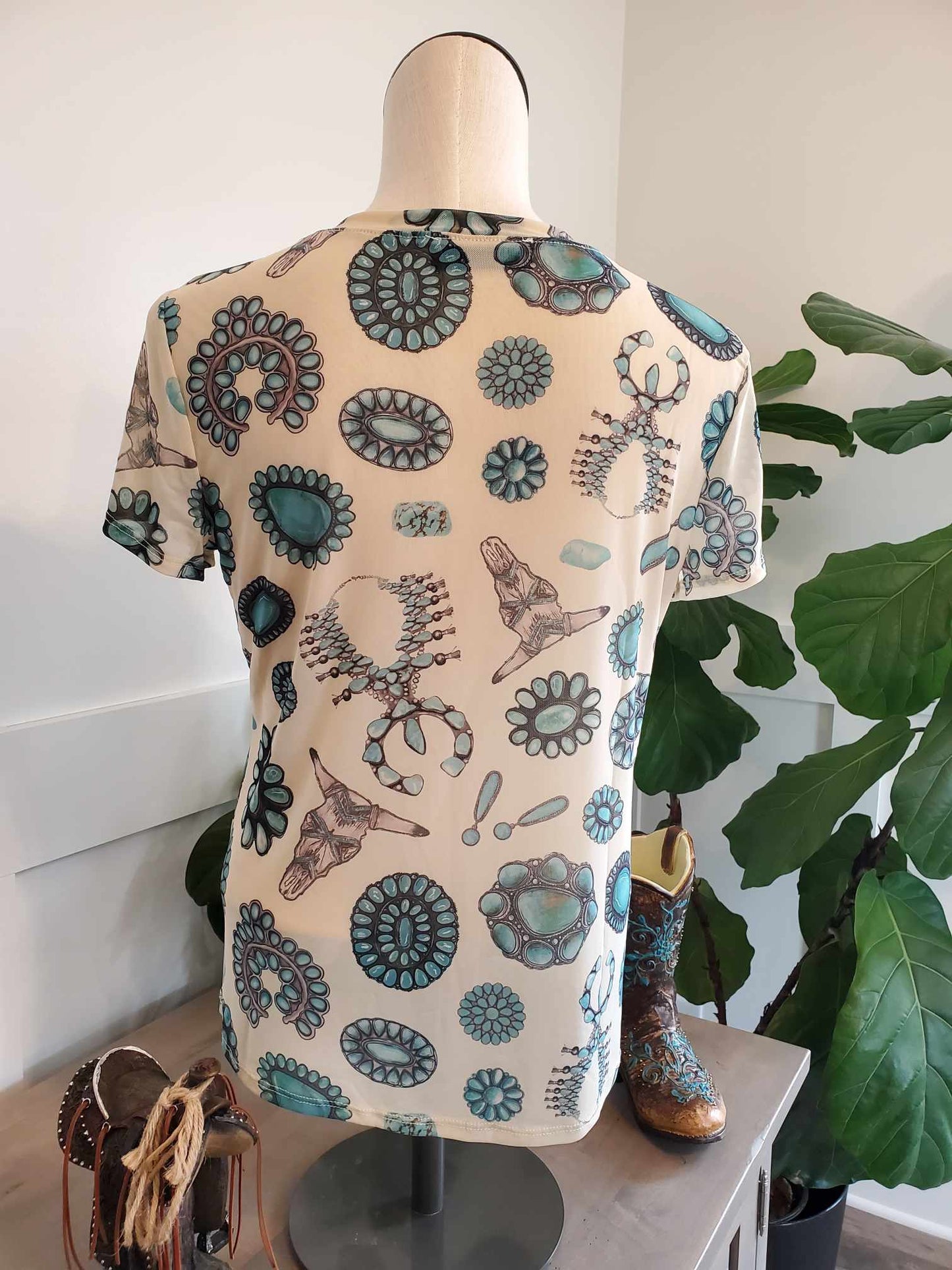 Round Neck Mesh Short Sleeve Top