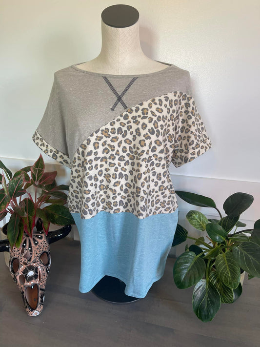 Cheetah Color block Top