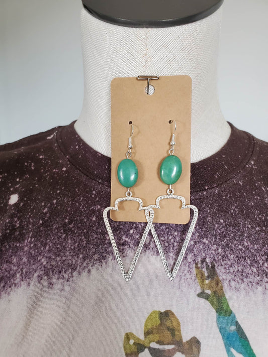 Genuine Turquoise Stone Arrow Dangle Earrings