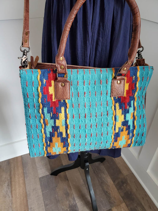 Aztec Blue Large Cross Body Bag