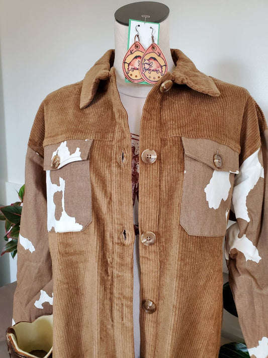 Saddle Up Cow Print Corduroy Jacket