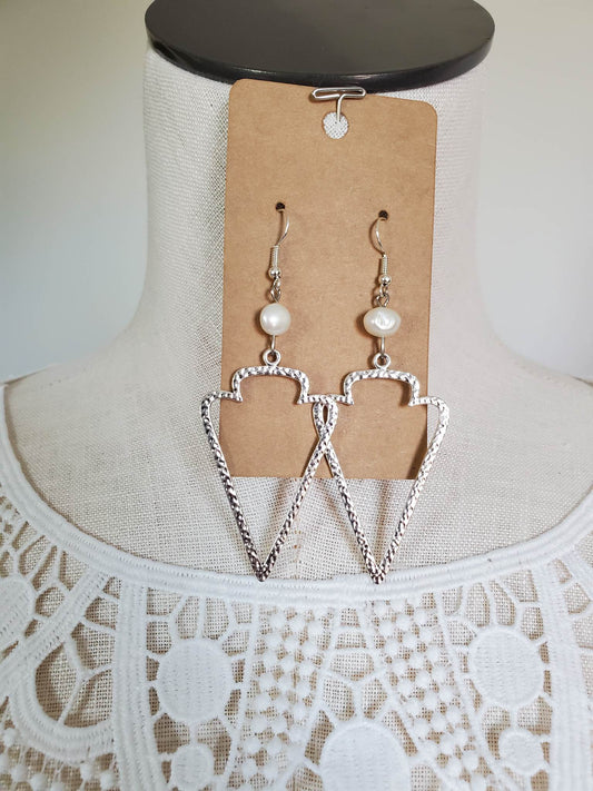 Pearl and Arrow Dangle Earrings