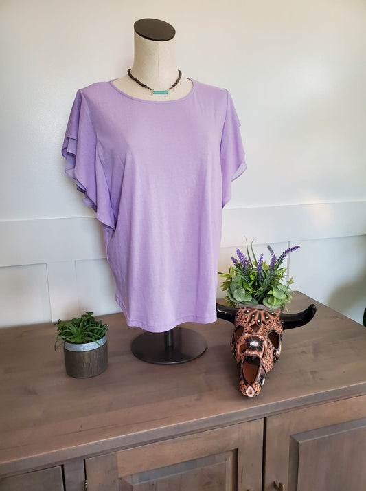 Lavender Double Ruffle Short Sleeve Shirt