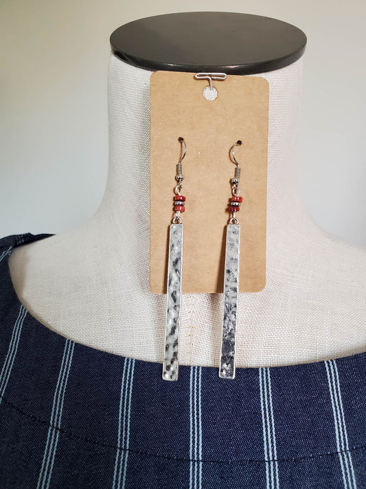 Spiny Corral Silver Dangle Earrings