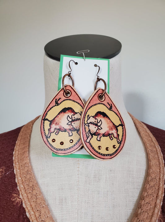 Buffalo Leather Teardrop Earring