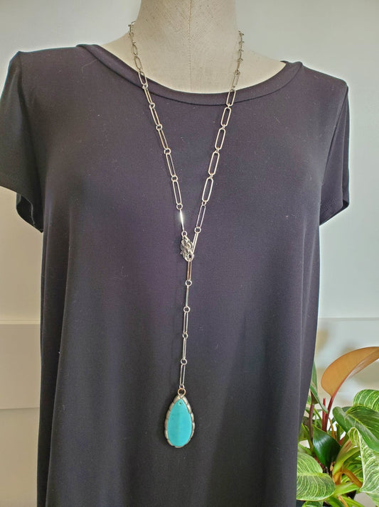 Turquoise Paper Clip Necklace