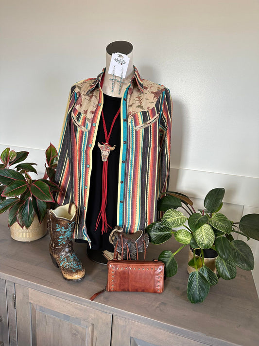 Serape and Cowboy Print Top