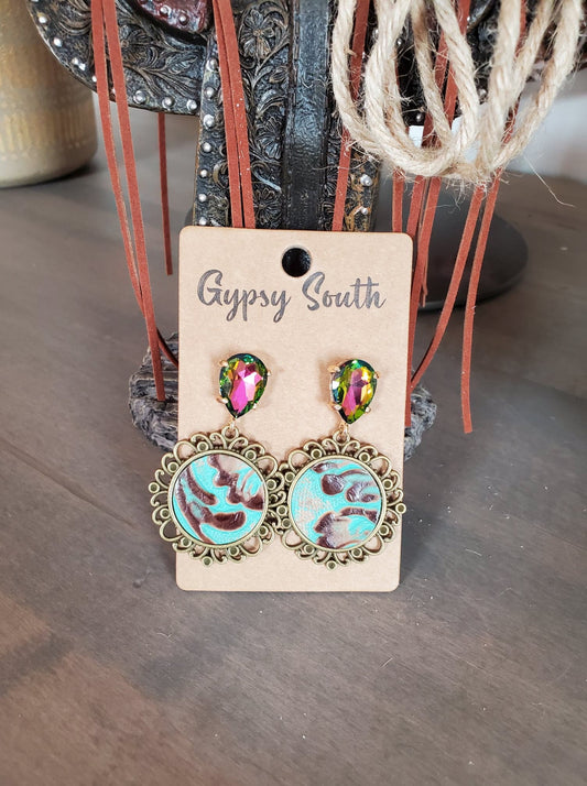 Turquoise Leather Earring