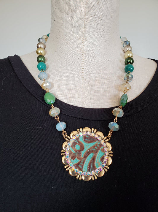 Turquoise Leather Necklace